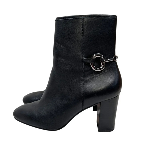 Johnston & Murphy Charlotte Bit Bootie Size 8.5 Leather Boot Heel Preppy Square - Picture 2 of 10